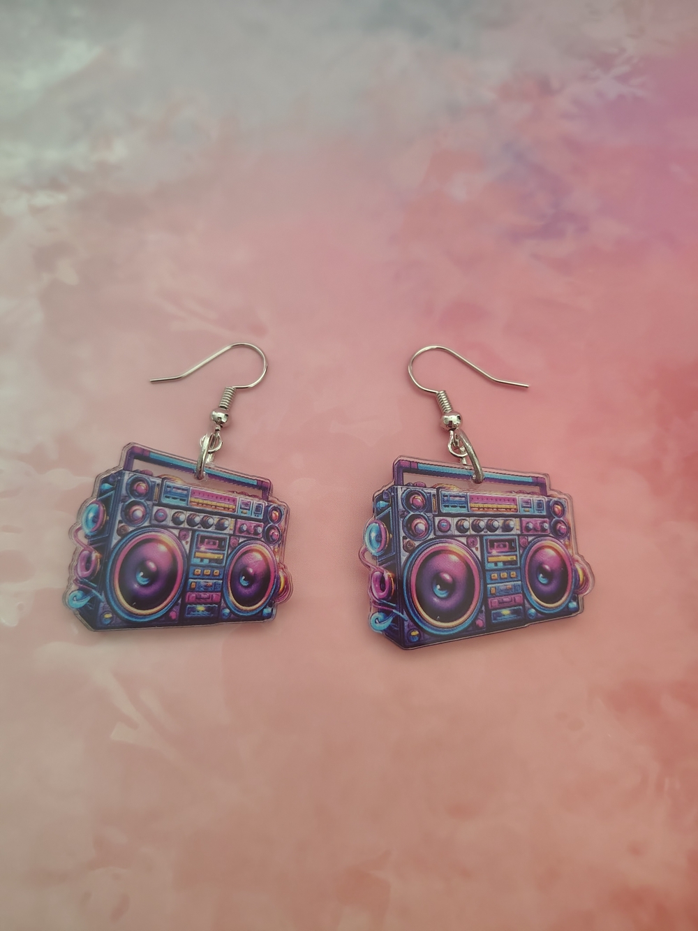 NEW Retro Boombox Dangle 2D Acrylic Earrings